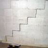 A diagonal stair step crack along the foundation wall of a Sturgeon Bay home